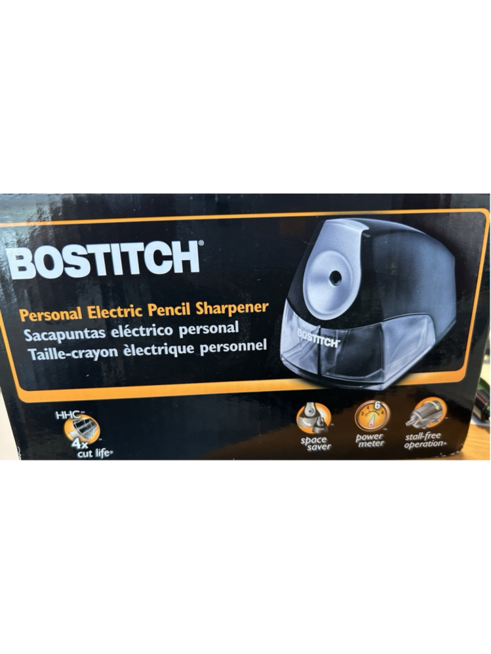 Bostitch Personal Pencil Sharpener 4x Cut Life Stall Free Operation Black